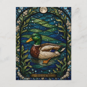 Cartão Postal Pato, Lírio de Pântano Vidro Estampado