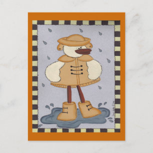Cartão Postal Pato Na Chuva