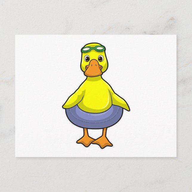 Cartão Postal Pato na piscina com boia (Frente)