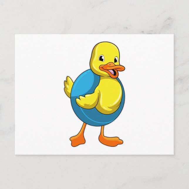 Cartão Postal Pato na piscina com boia (Frente)