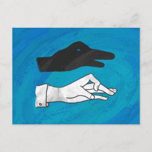 Cartão Postal Pato Sombra em Azul