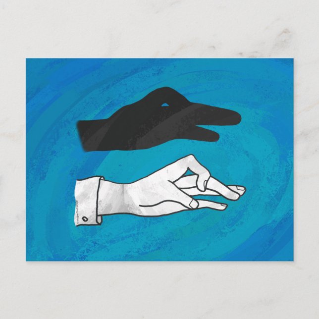 Cartão Postal Pato Sombra em Azul (Frente)