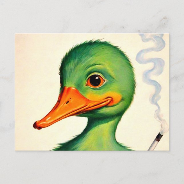 Cartão Postal Pato Verde Fumando (Frente)