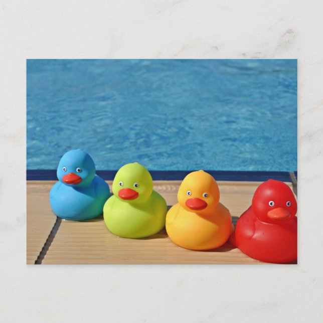 Cartão Postal Patos de borracha coloridos (Frente)