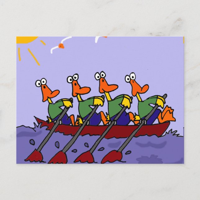 Cartão Postal Patos Engraçados em Cartoon de Linha (Frente)