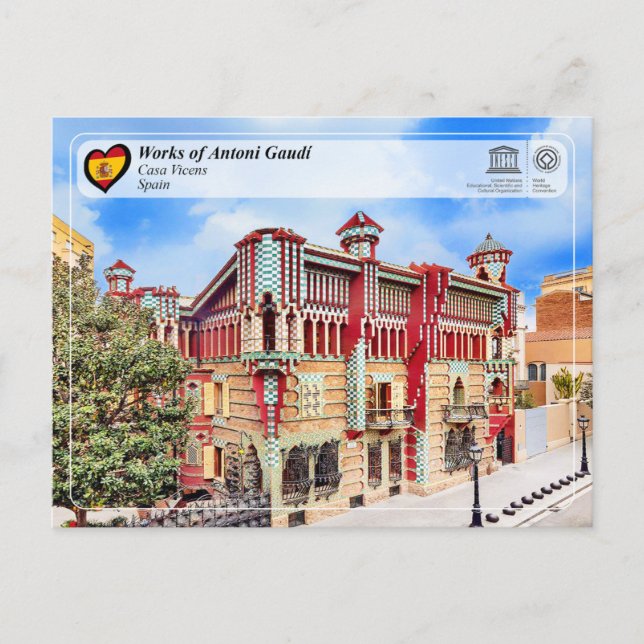 Cartão Postal Patrimônio Mundial da UNESCO - Antoni Gaudí - Casa (Frente)