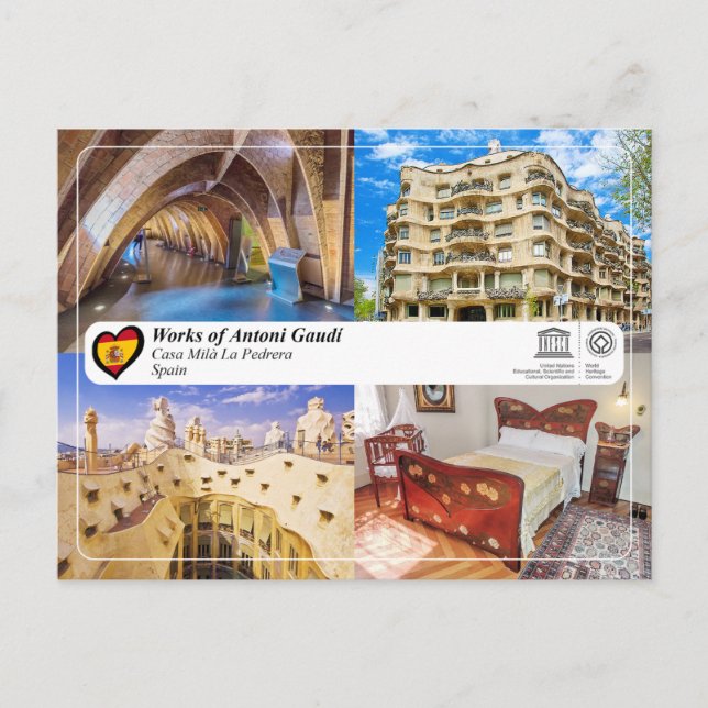 Cartão Postal Patrimônio Mundial da UNESCO - Antoni Gaudí - Casa (Frente)