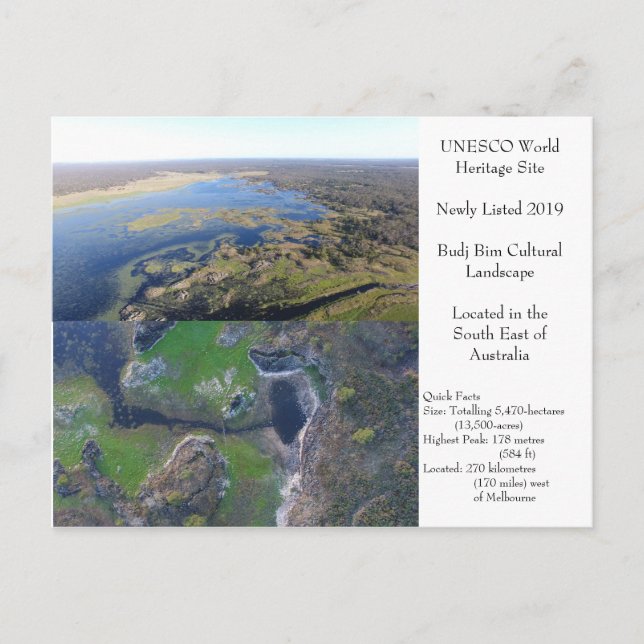 Cartão Postal Patrimônio mundial da UNESCO Budj Bim (Frente)