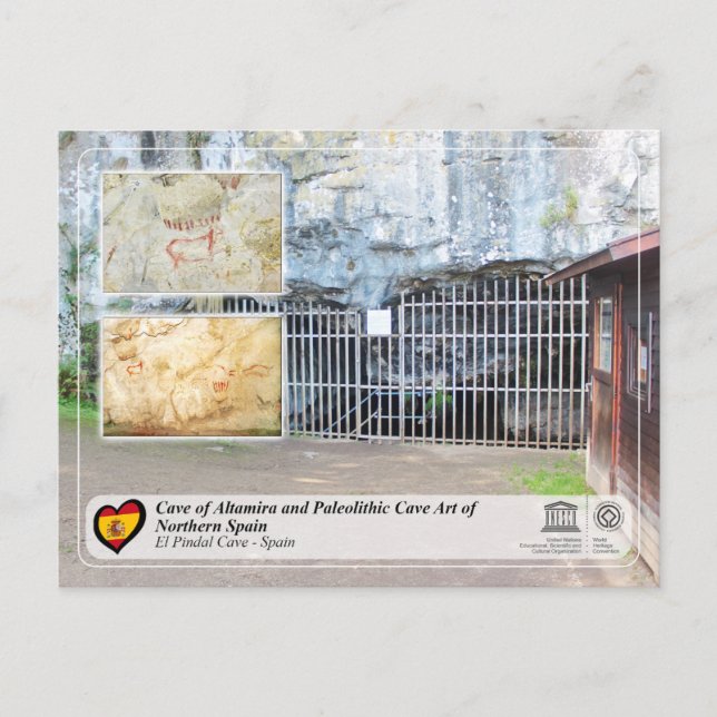Cartão Postal Património Mundial da UNESCO - Cova de El Pindal / (Frente)