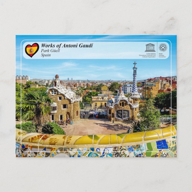 Cartão Postal Património Mundial UNESCO - Antoni Gaudí - Park Gü (Frente)