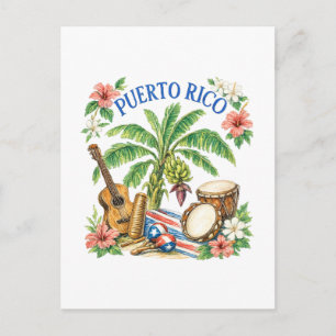 Cartão Postal Patrimônio Musical de Porto Rico Arte Vintage