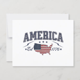 Cartão Postal Patriotic American Flag USA Est 1776 4th de julho 