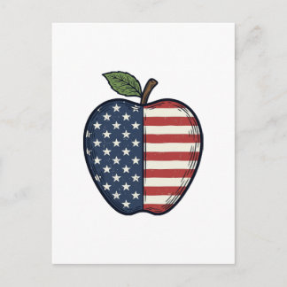 Cartão Postal Patriotic Apple Vintage Engraving Vector Design_1