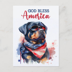 Cartão Postal Patriotic Rottweiler, Cartão-postal da América Deu