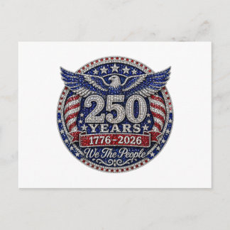 Cartão Postal Patriótico 250 anos Quatro de Julho