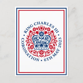 Cartão Postal Patriótico do Logotipo Real da coroação Rei Carlos