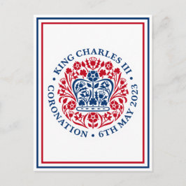 Cartão Postal Patriótico do Logotipo Real da coroação Rei Carlos