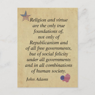 Cartão Postal Patriótico Religioso Citação John Adams