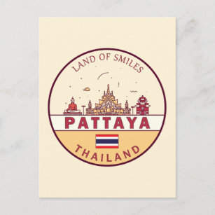 Cartão Postal Pattaya Thailand City Skyline Emblem