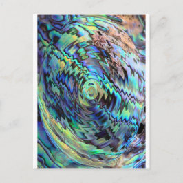 Cartão Postal Paua abalone concha desenho abstrato verde azul