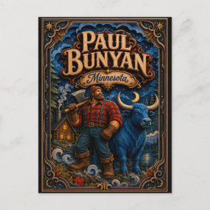 Cartão Postal Paul Bunyan e Babe Minnesota Popcut Legends