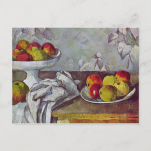 Cartão Postal Paul Cezanne-A vida com maçãs e tigela de fruta