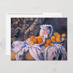 Cartão Postal Paul Cezanne - A Vida Estática com uma Cortina