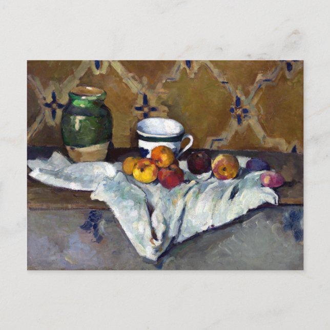 Cartão Postal Paul Cezanne ainda vive com Jar, Copa e Maçãs (Frente)