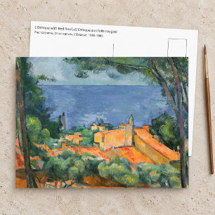 Cartão Postal Paul Cezanne - Estaque com Telhados Vermelhos