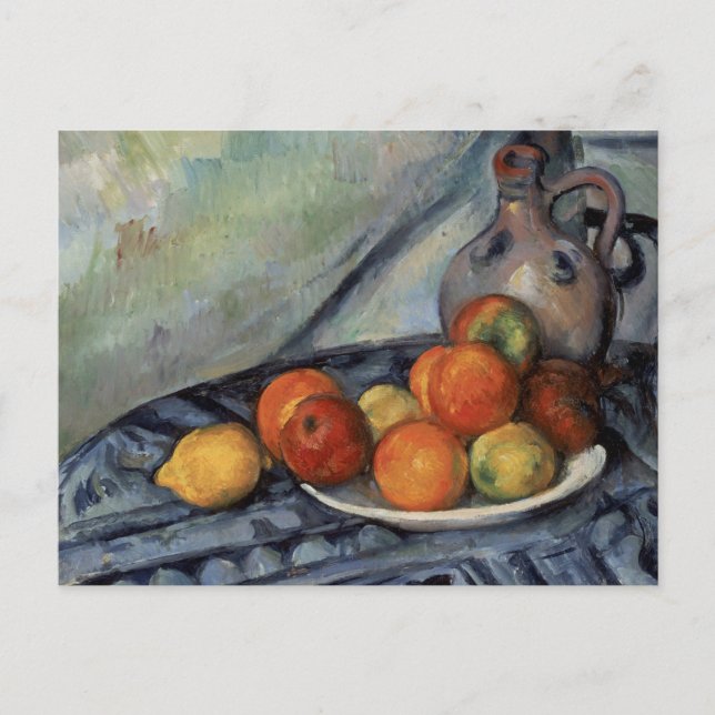 Cartão Postal Paul Cezanne - Fruta e um Jug em uma Mesa (Frente)