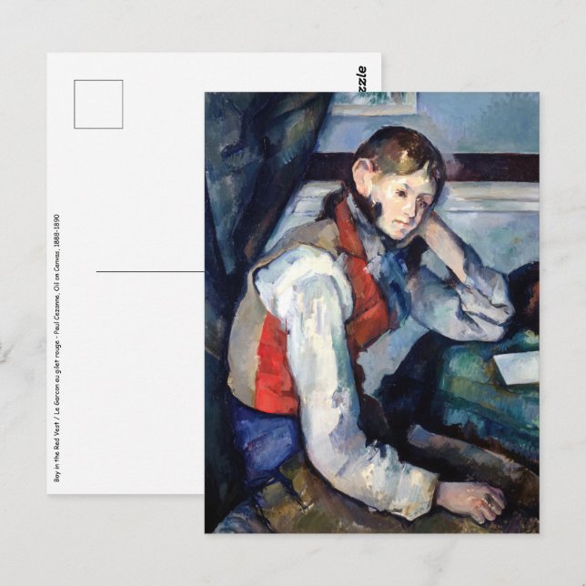 Cartão Postal Paul Cezanne - Menino no Colete Vermelho (Frente/Verso)