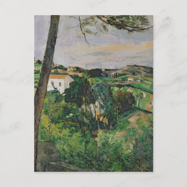 Cartão Postal Paul Cezanne | Paisagem com telhado vermelho ou O  (Frente)