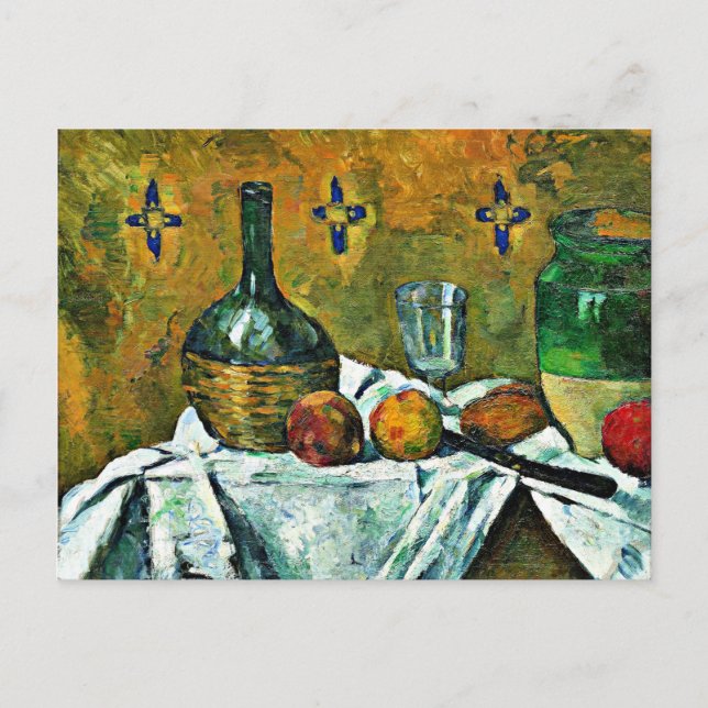 Cartão Postal Paul Cezanne pintura, "A Vida Estática com o Flask (Frente)