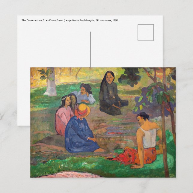 Cartão Postal Paul Gauguin - A Conversa / Les Parau Parau (Frente/Verso)