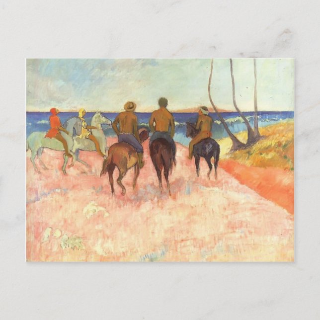 Cartão Postal Paul Gauguin- Cavaleiros na praia (Frente)