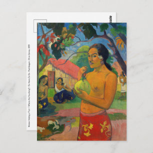 Cartão Postal Paul Gauguin - Mulher segurando uma Fruta
