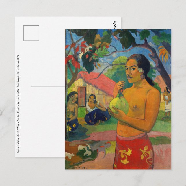 Cartão Postal Paul Gauguin - Mulher segurando uma Fruta (Frente/Verso)
