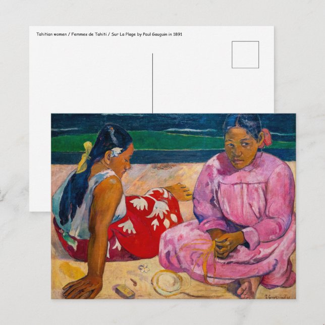 Cartão Postal Paul Gauguin - Mulheres taitianas na praia (Frente/Verso)