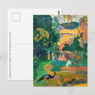 Cartão Postal Paul Gauguin - Paisagem com Pavões / Matamoe