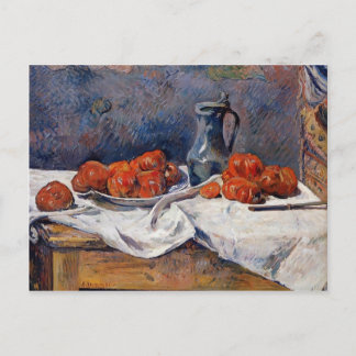 Cartão Postal Paul Gauguin- Tomates & pewter tankard na mesa