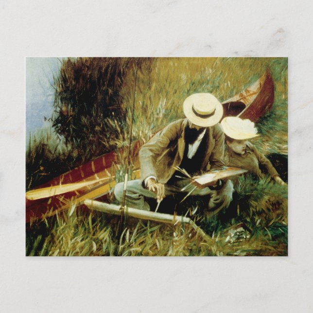 Cartão Postal Paul Helleu que esboça com sua esposa (Frente)