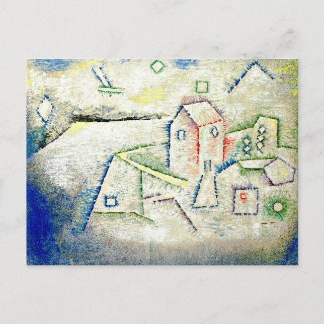 Cartão Postal Paul Klee art: Casa do País no Norte (Frente)