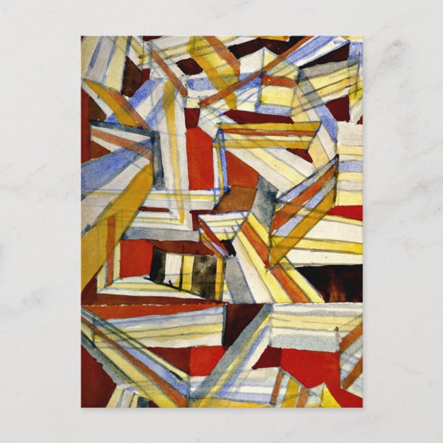 Cartão Postal Paul Klee art: Transparente-Perspectivisch Gefugt (Frente)