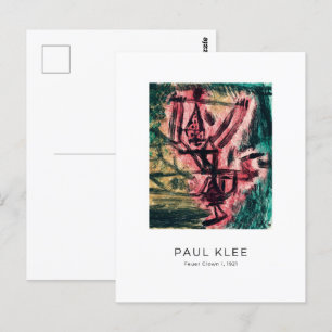 Cartão Postal Paul Klee, Palhaço de Fogo - Arte Abstrato Colorid