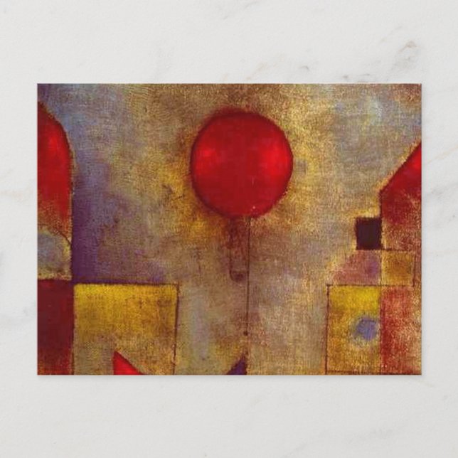 Cartão Postal Paul Klee Red Balloon Abstrato Arte Colorida (Frente)