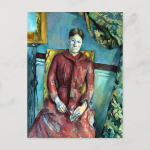 Cartão Postal Paul Madame Cézanne em um vestido vermelho