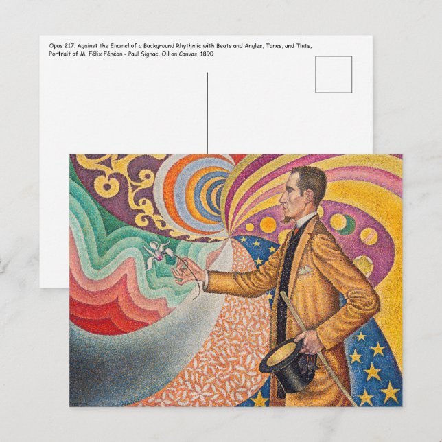 Cartão Postal Paul Signac - Retrato de M Felix Feneon, Opus 217 (Frente/Verso)