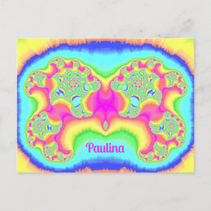 Cartão Postal PAULINA ~ PINK FLUORO ~ 3D Design Fractal ~