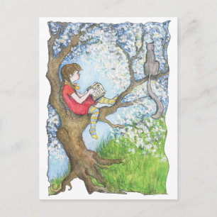 Cartão Postal Pauline lendo a árvore