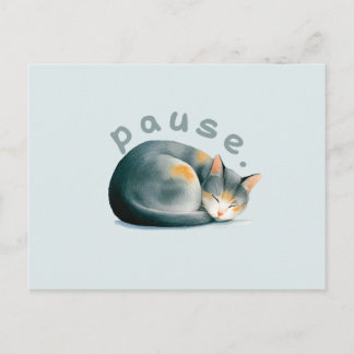 Cartão Postal Pausar. Design do Gato Adormecido